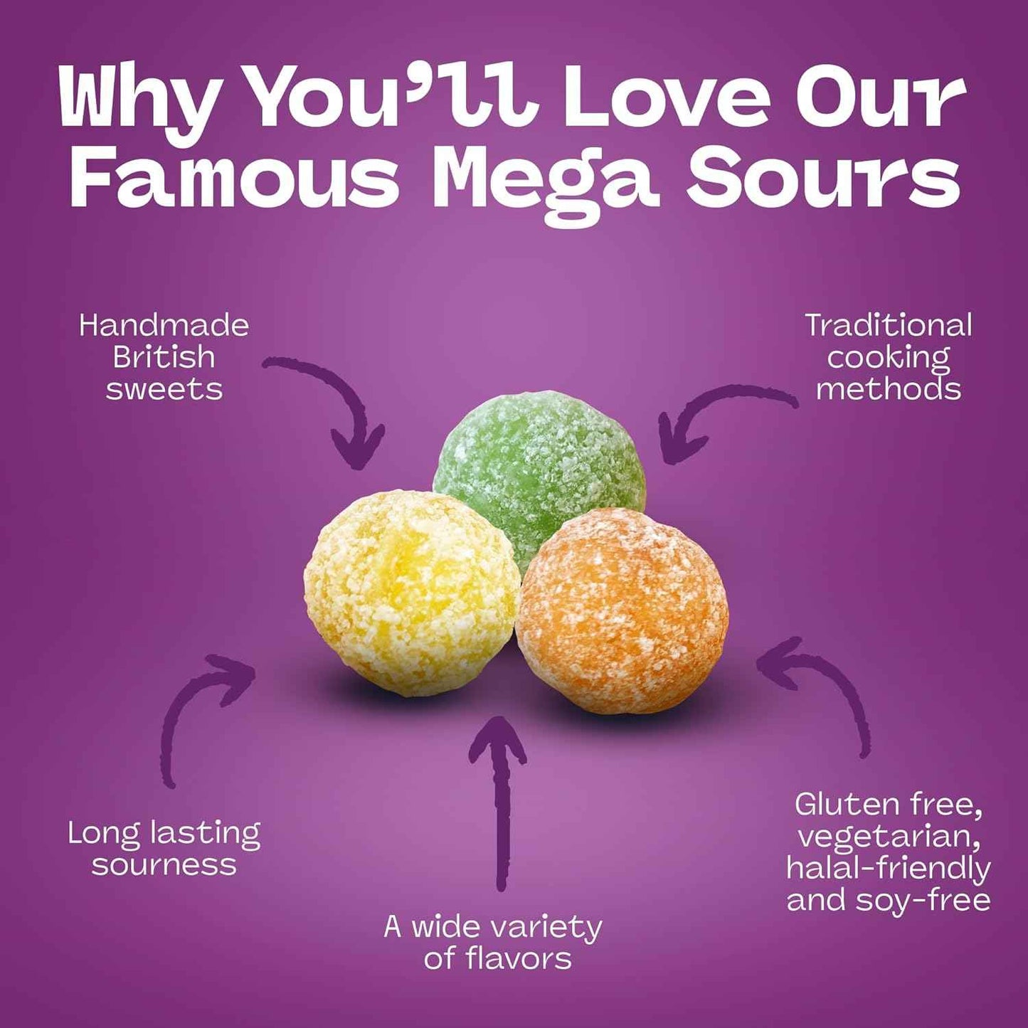Barnetts Mega Sour Candy Fruits 104g – Travel Snack and Road Trip Sour Sweets in Compact Resealable Pouch