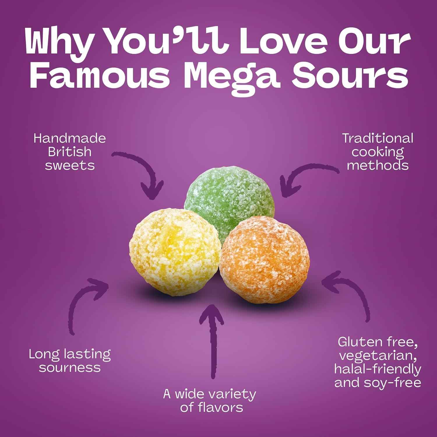 Barnetts Mega Sour Candy Fruits 104g – Travel Snack and Road Trip Sour Sweets in Compact Resealable Pouch