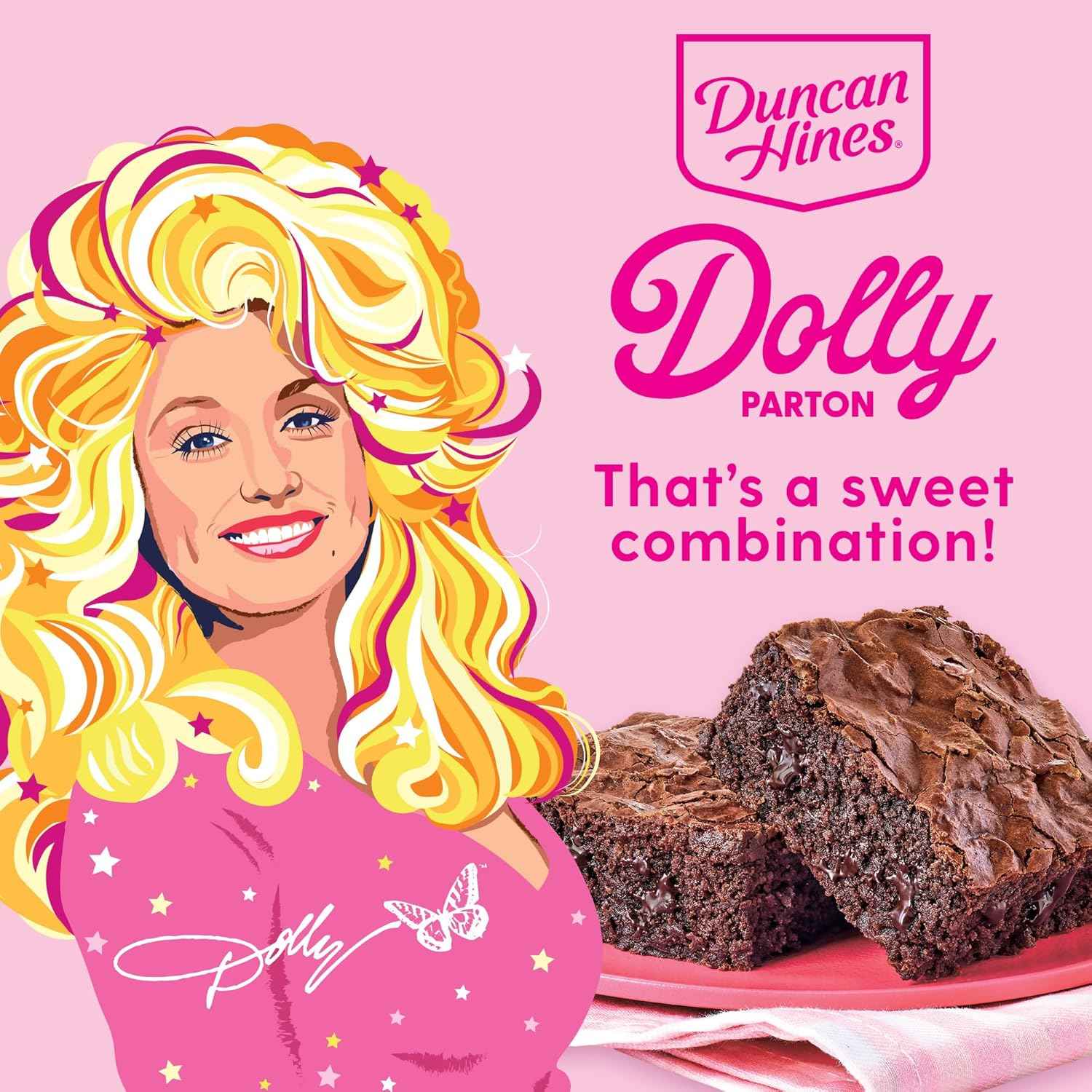 Duncan Hines Dolly Parton Fabulously Double Fudge Brownie Mix – Easy Bake-Along Dessert for Kids' Halloween Parties, 17.6 oz Family Box
