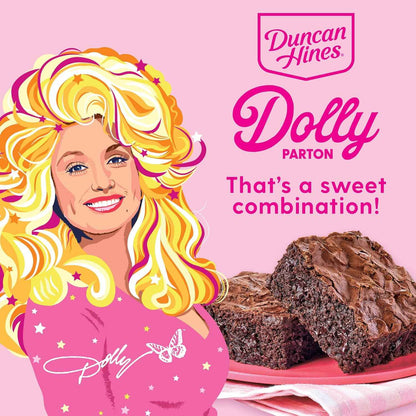 Duncan Hines Dolly Parton Fabulously Double Fudge Brownie Mix – Easy Bake-Along Dessert for Kids' Halloween Parties, 17.6 oz Family Box