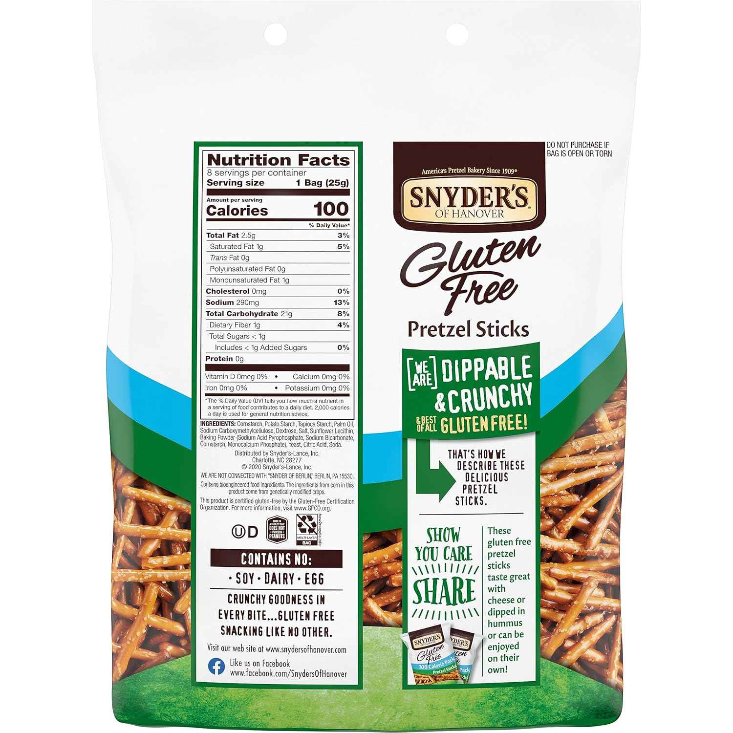 Snyder's of Hanover Gluten Free Pretzel Sticks – Thoughtful Care Package Gift for Gluten Free Loved Ones, 24 Ct Box