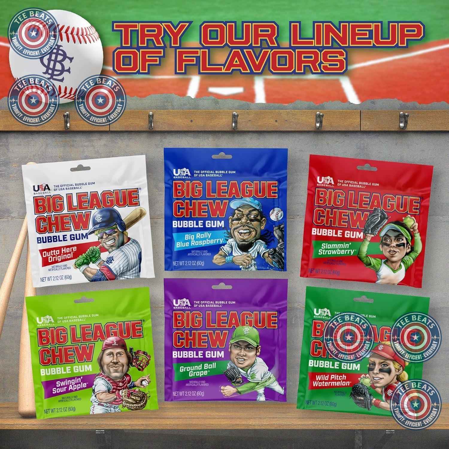 Big League Chew Cotton Candy Bubble Gum 3-Pack - Kids Baseball Team Snack, Allergen-Free Softball Treat for Children