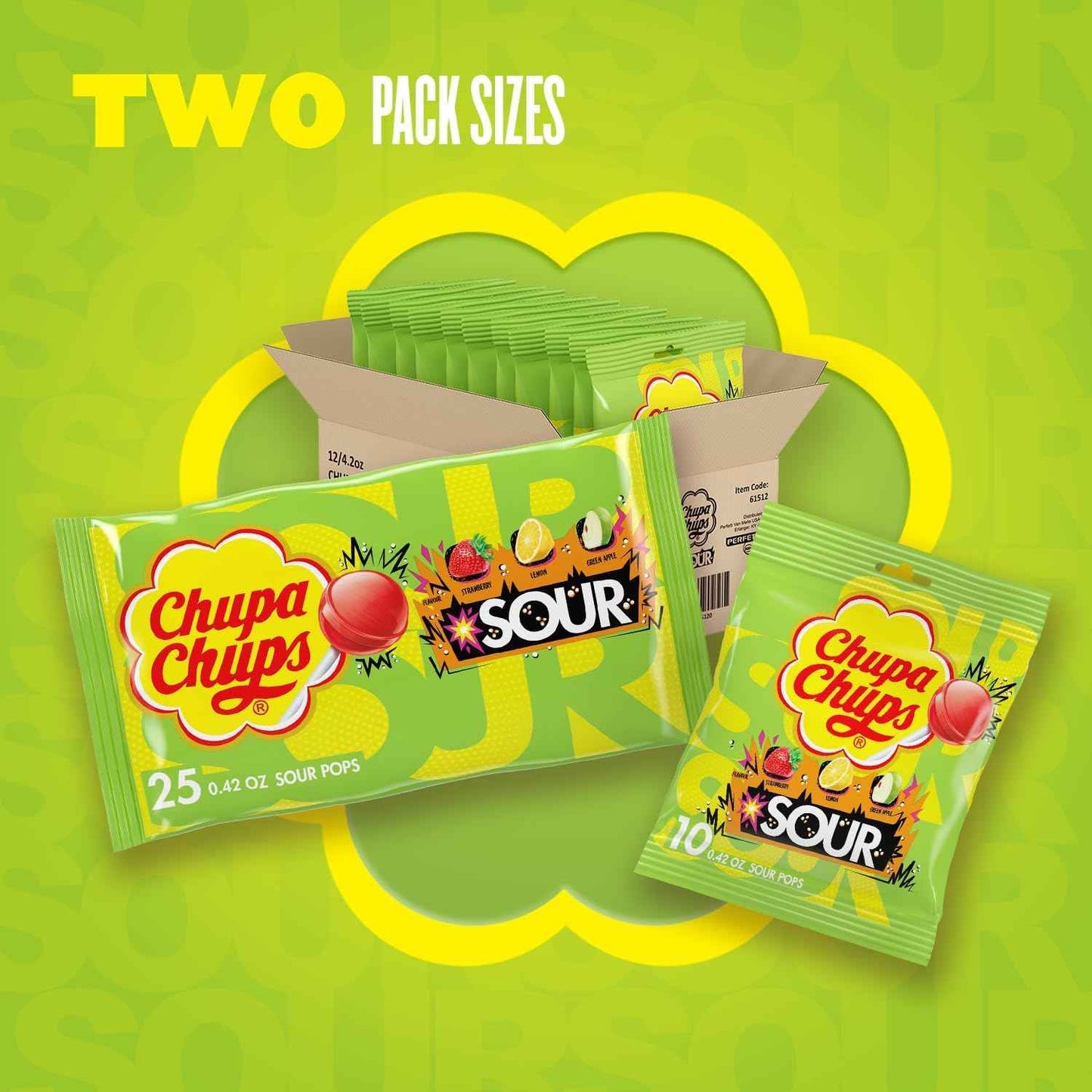 Chupa Chups Sour Lollipops – Thoughtful Stocking Stuffer and Care Package Add-on, Bulk Sour Lollipops