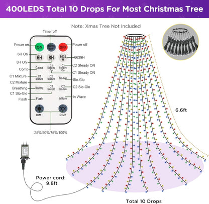 Marchpower Christmas Tree Lights – Cozy Living Room Aesthetic, Diamond-Cut Color-Changing Tree Lights with 4 Brightness Levels