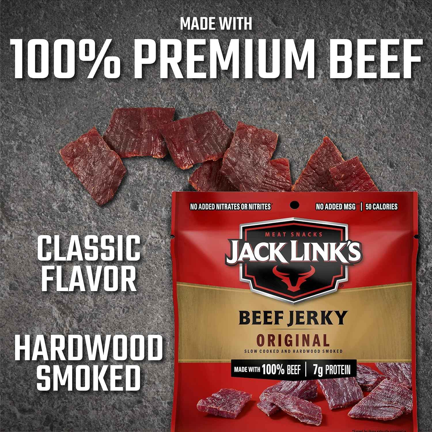 Jack Link's Original Beef Jerky Multipack – Stocking Stuffer and Gift Basket Protein for Men and Women