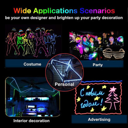 MaxLax EL Wire — Halloween Porch Decor, Cuttable Glowing Rope Light for Front Yard Haunts