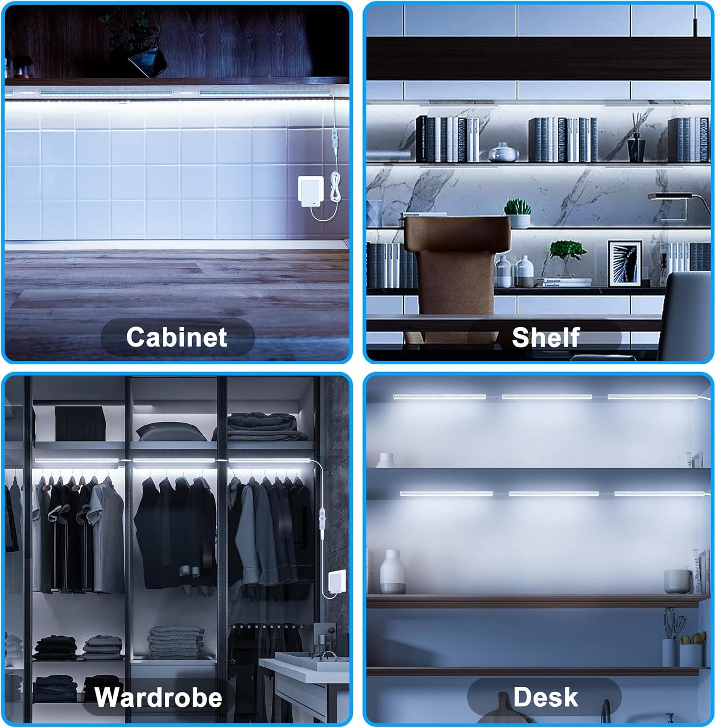 Maylit Under Cabinet LED Lights Plug in – Ultra Thin 0.25 Inch Profile for Modern Kitchen Aesthetic and Cozy Home Ambiance
