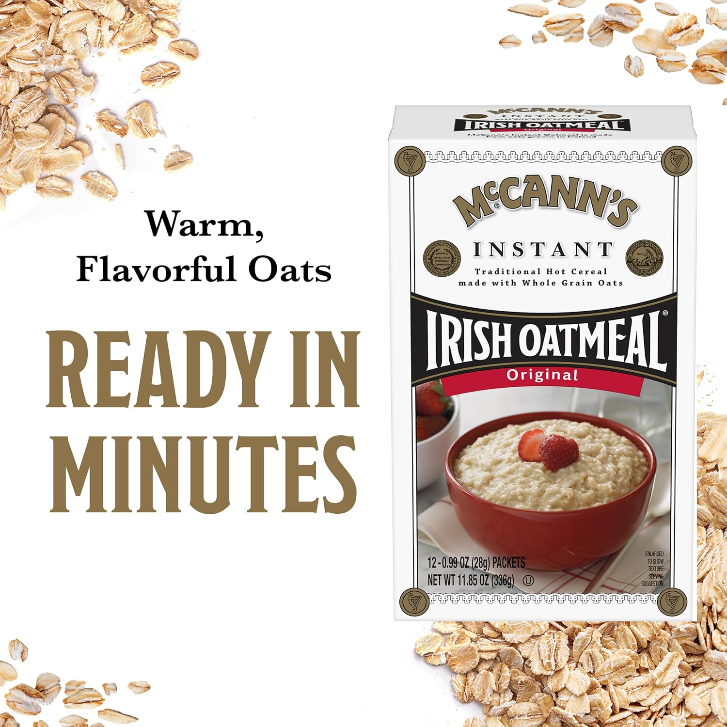 McCann's Instant Irish Oatmeal — Office Desk Breakfast Packets, 3-Minute Hot Water Prep