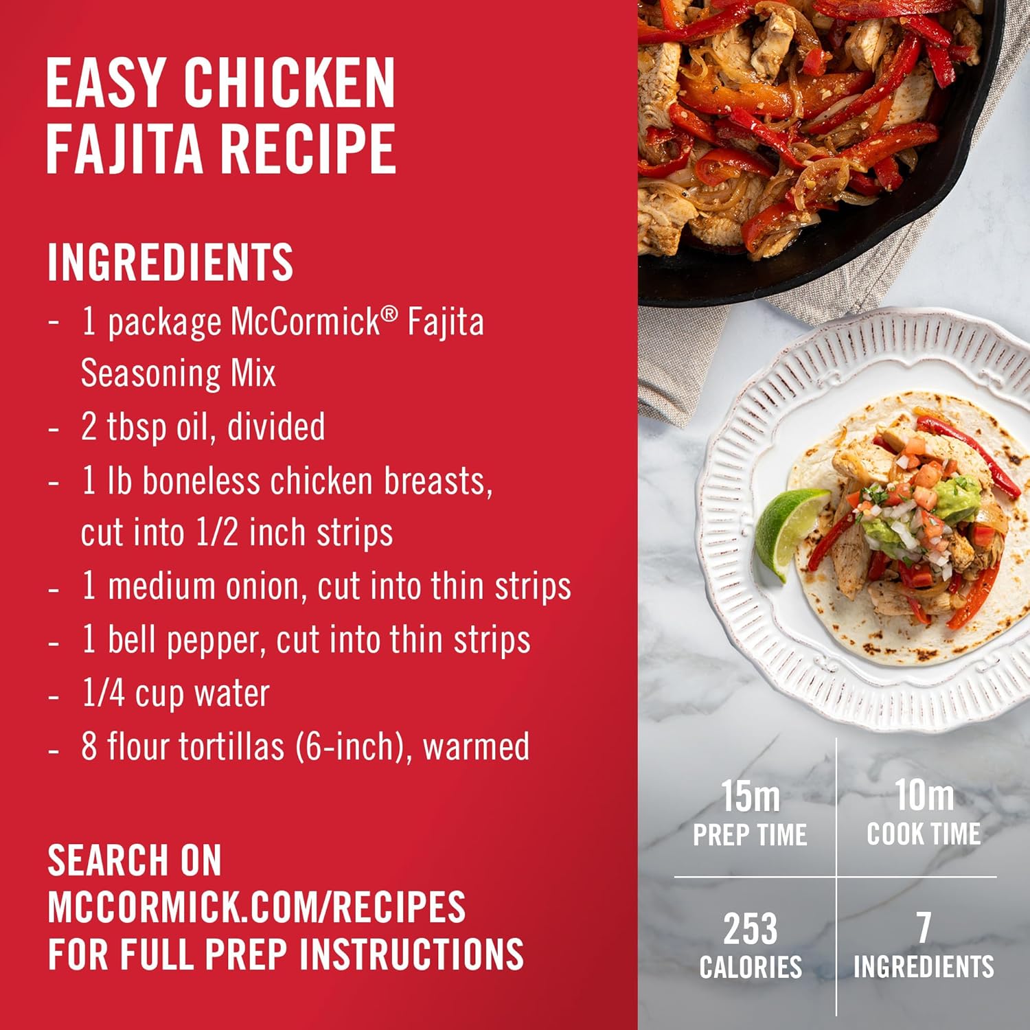 McCormick Fajita Seasoning Mix – Family Kitchen Staple for 20-Minute Weeknight Chicken and Steak Fajitas