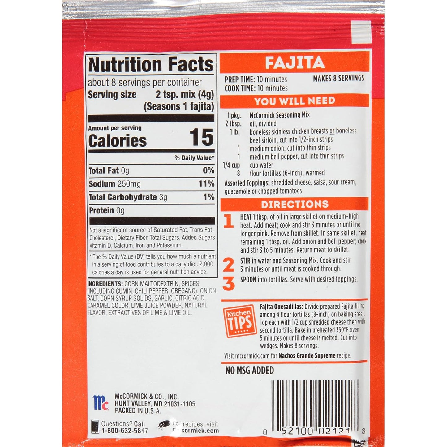 McCormick Fajita Seasoning Mix – Family Kitchen Staple for 20-Minute Weeknight Chicken and Steak Fajitas