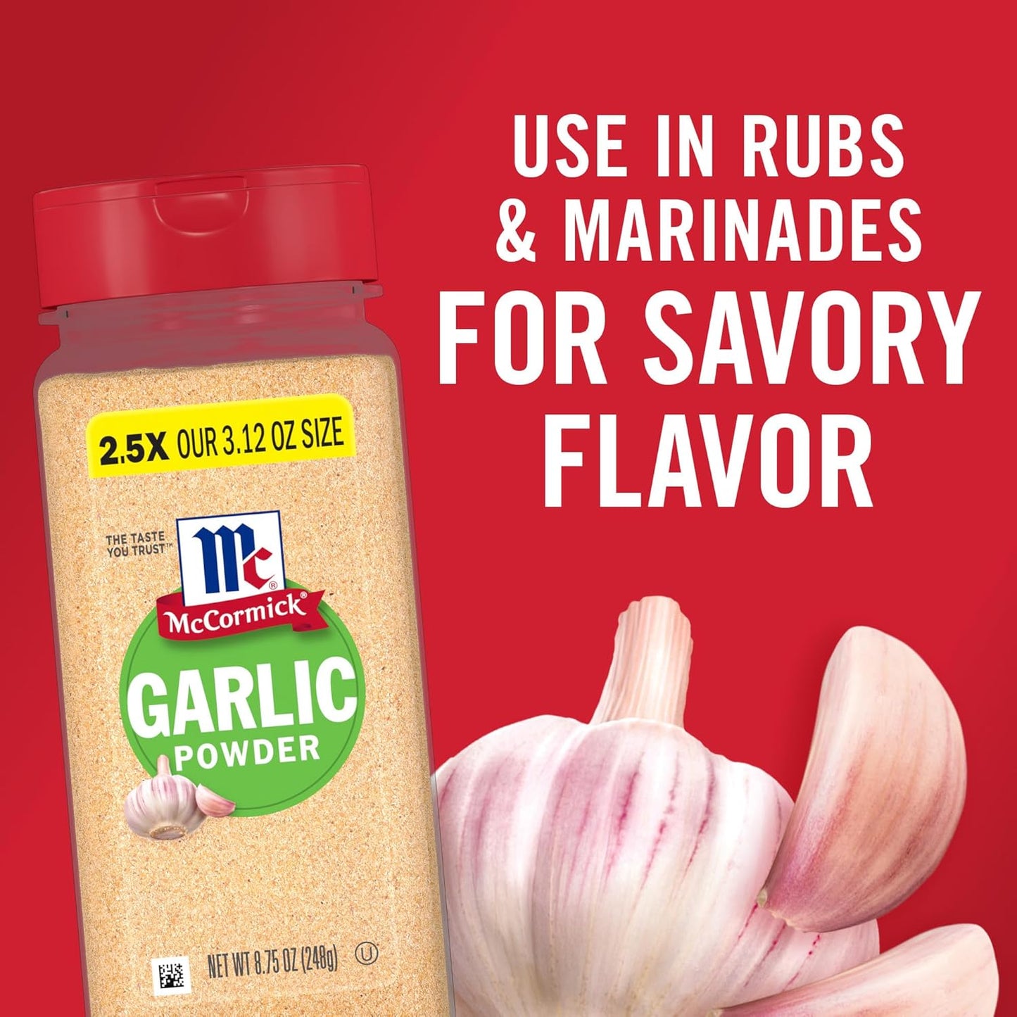 McCormick Garlic Powder – Mindful Pantry Staple for Clean-Label Home Cooking, 8.75 oz