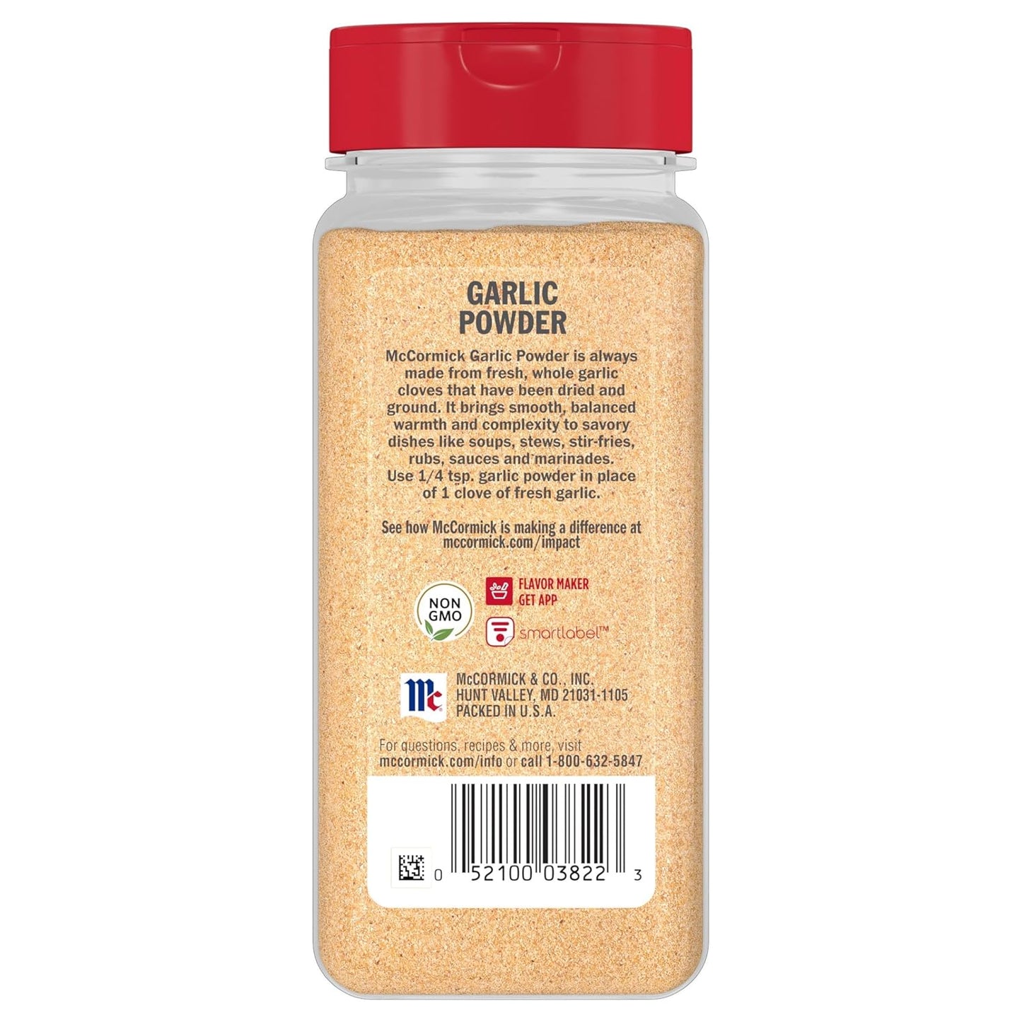 McCormick Garlic Powder – Mindful Pantry Staple for Clean-Label Home Cooking, 8.75 oz