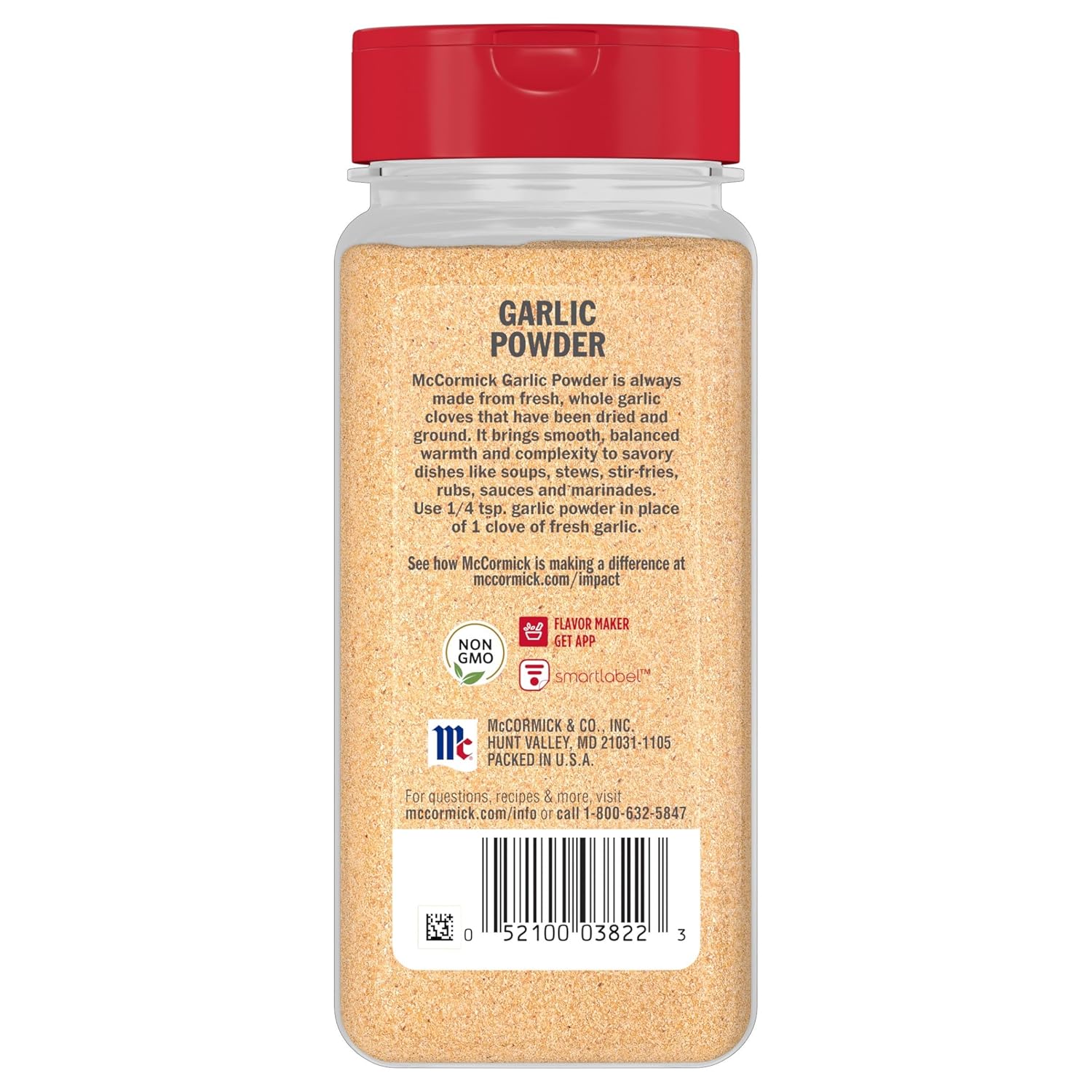 McCormick Garlic Powder – Mindful Pantry Staple for Clean-Label Home Cooking, 8.75 oz