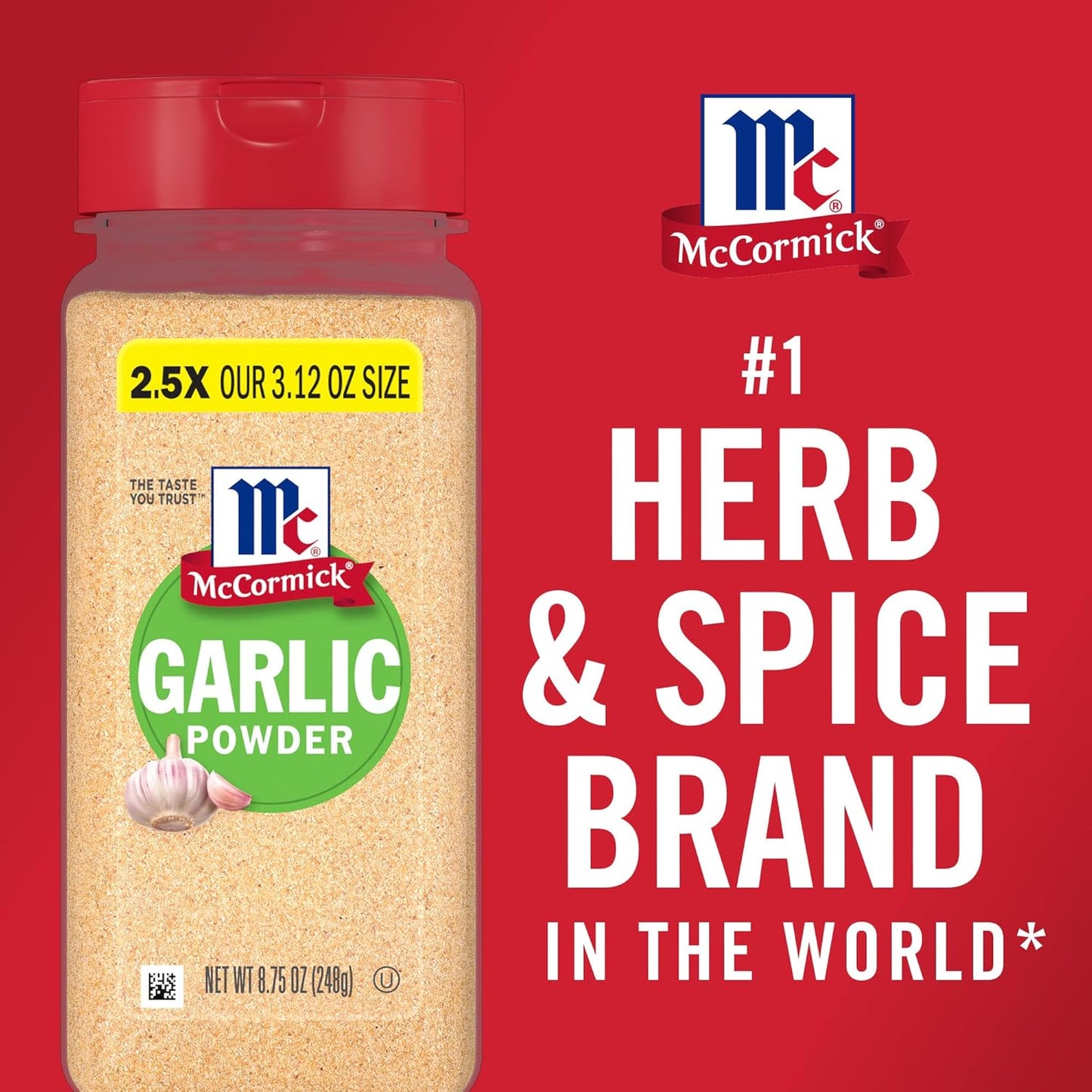 McCormick Garlic Powder – Mindful Pantry Staple for Clean-Label Home Cooking, 8.75 oz