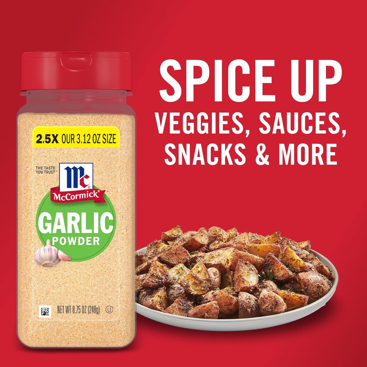 McCormick Garlic Powder – Mindful Pantry Staple for Clean-Label Home Cooking, 8.75 oz