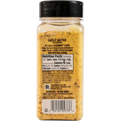 McCormick Grill Mates Garlic Butter Seasoning, Single Canister All-Purpose Blend for a Clutter-Free Pantry