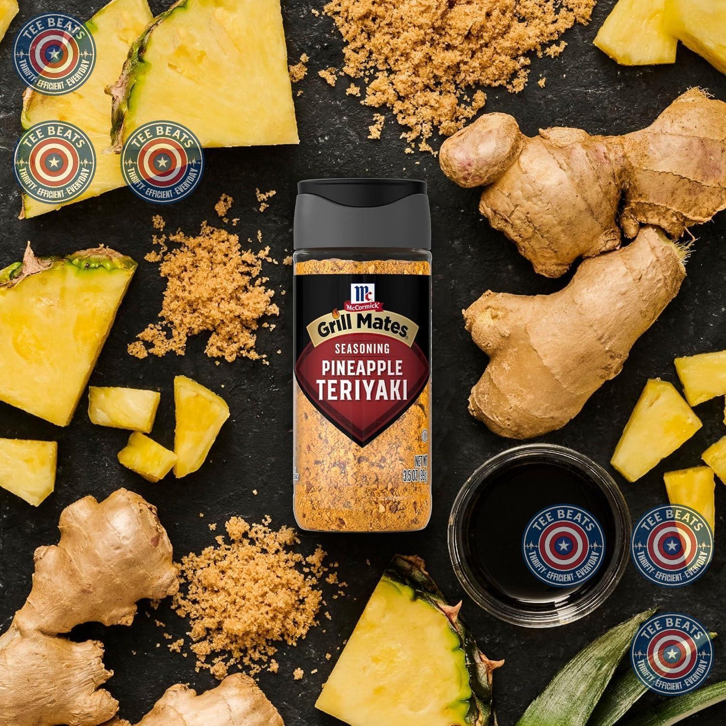 McCormick Grill Mates Pineapple Teriyaki Seasoning as a Father's Day Grill Gift, Savory-Sweet Asian-Inspired Rub in a 3.5 oz Bottle