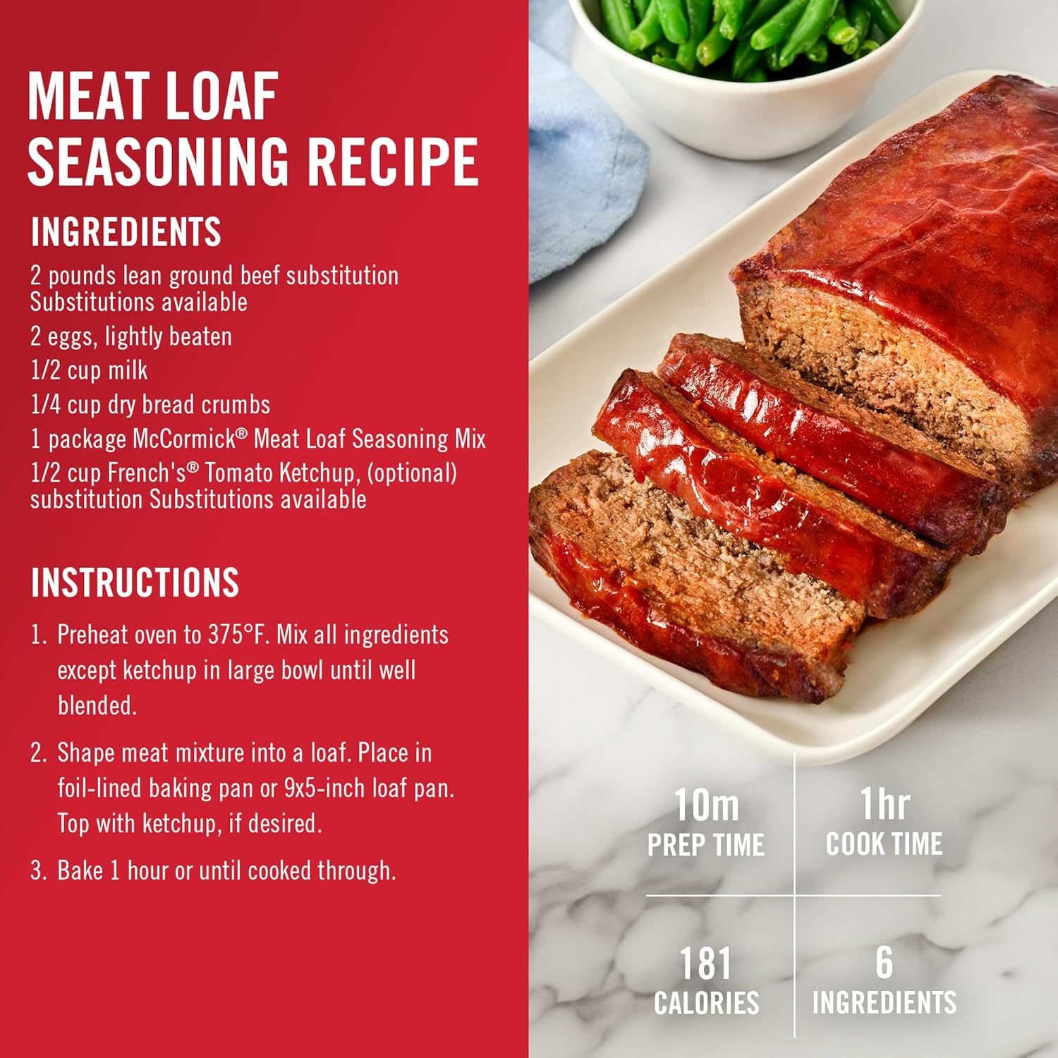 McCormick Meat Loaf Seasoning Mix – Quick Weeknight Dinner for Busy Home Cooks, 10-Minute Prep