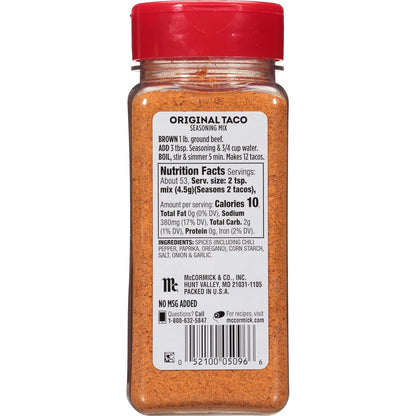 McCormick Taco Seasoning Mix – Family Taco Night Pantry Staple, 15-Minute Weeknight Dinner for Kids