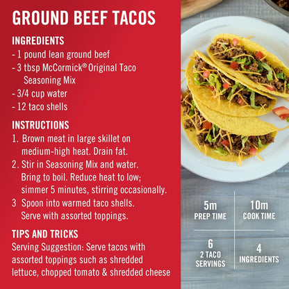 McCormick Taco Seasoning Mix – Family Taco Night Pantry Staple, 15-Minute Weeknight Dinner for Kids