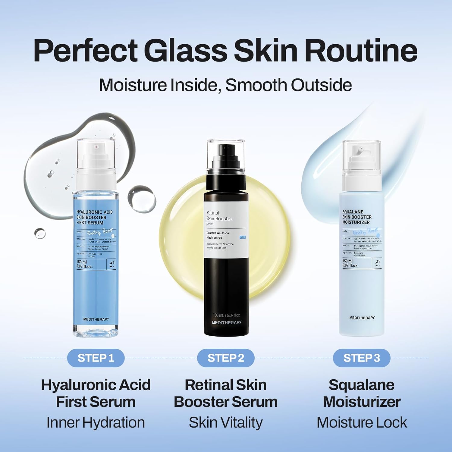 MEDITHERAPY Retinal Skin Booster Serum 5.07 fl oz | Wind-Down Evening Serum for Face, Neck and Legs, Fragrance-Free K-Beauty Retinal Booster