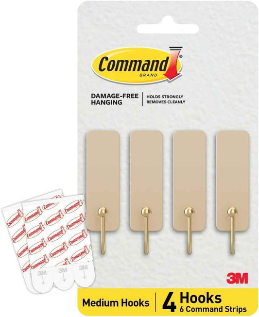 Command Medium Wire Hook Simple Adhesive Hooks for Capsule Wardrobe Closets, Neutral Rosemary Finish
