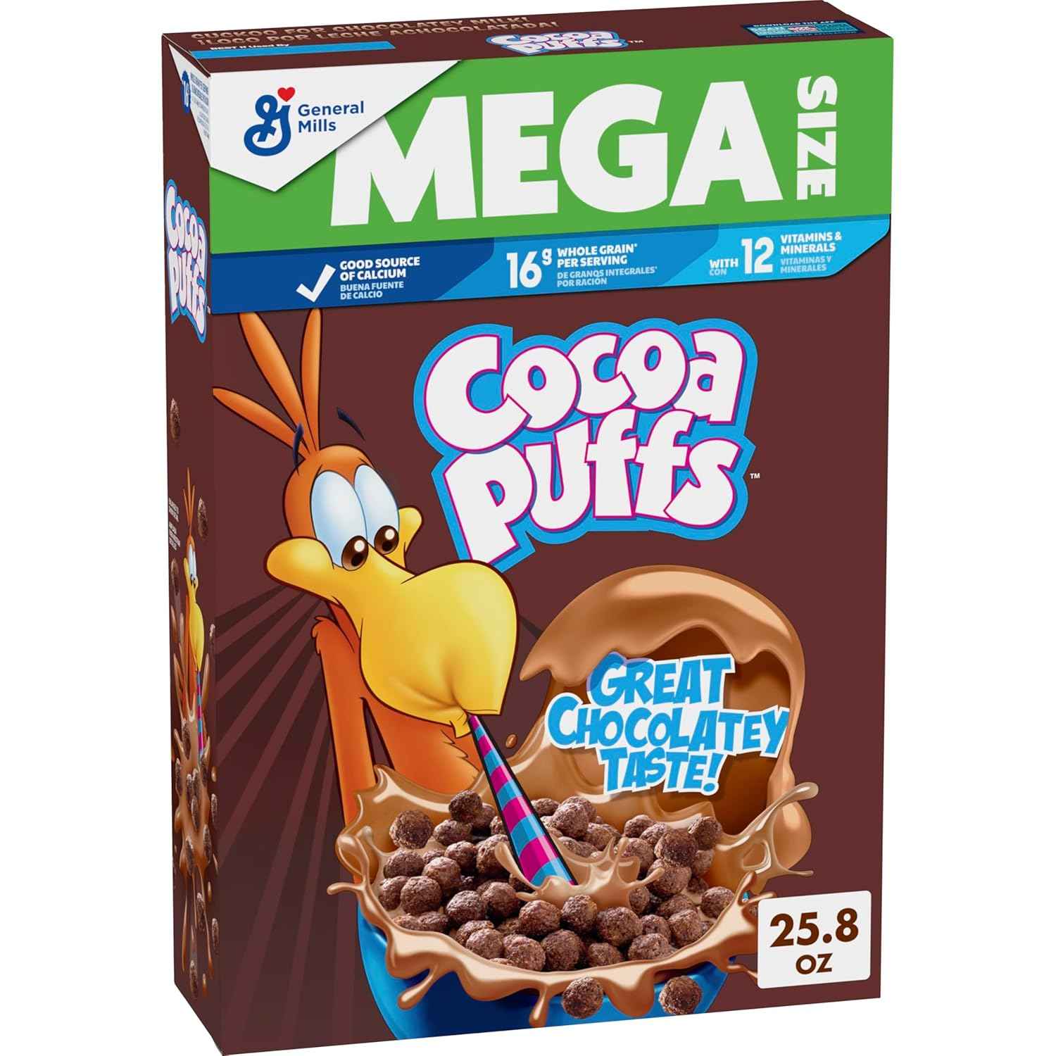 Quick Breakfast Cocoa Puffs Cereal, Made with Whole Grain for On-the-Go Families, Mega Size, 25.8 oz