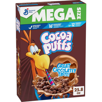Quick Breakfast Cocoa Puffs Cereal, Made with Whole Grain for On-the-Go Families, Mega Size, 25.8 oz