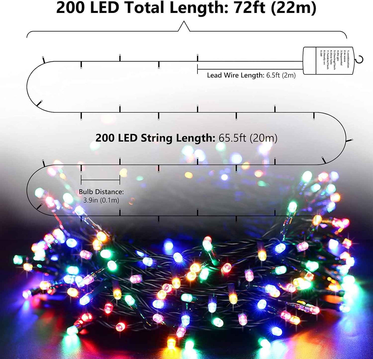 Flacchi Fairy Lights 66ft – Cozy Birthday Gift for Mom, 8 Lighting Modes for Bedroom and Patio Decor