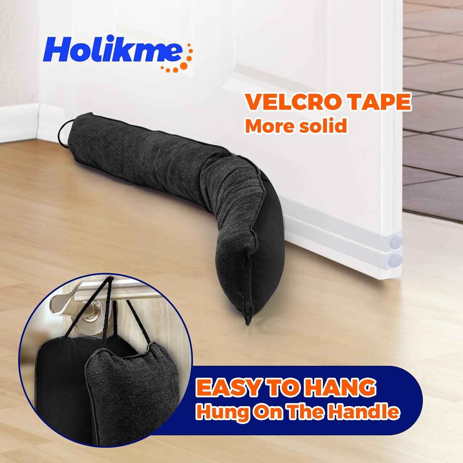 Holikme Weighted Door Draft Stopper – Cozy Bedroom Decor Accessory in Black Gray or Brown, 36 inch