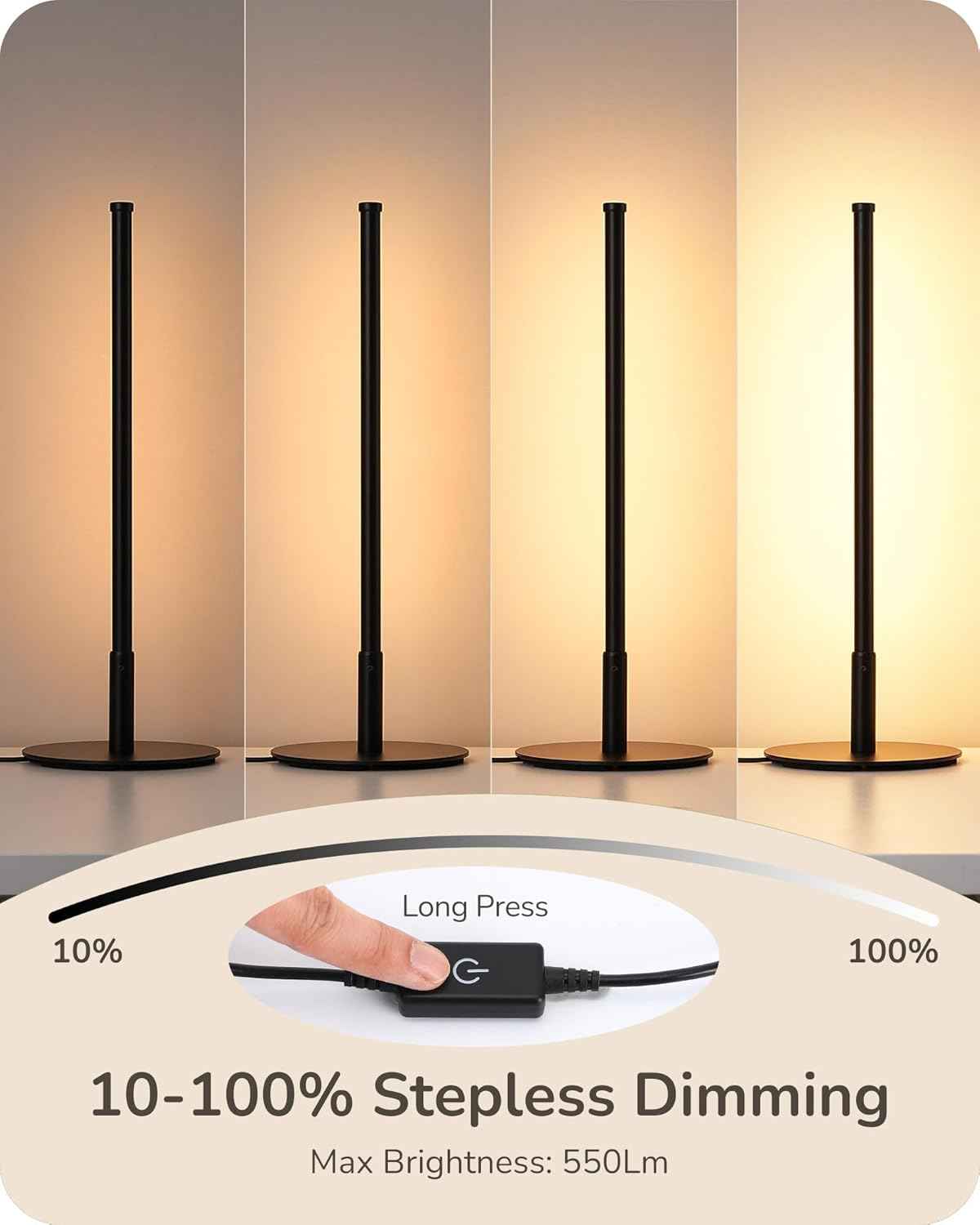 EDISHINE Slim Bedside Lamp – Cozy Living Room Accent with Soft Ambient Glow