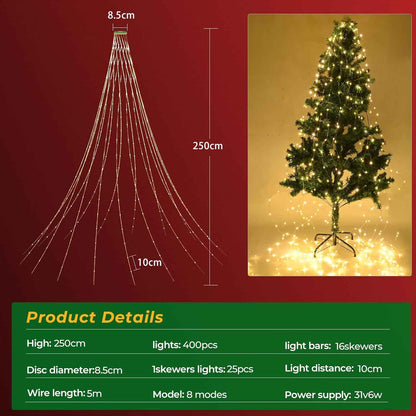 Lumastro Waterproof 400 LED Christmas Tree Lights with 16 Hanging Lines for Patio and Garden Holiday Gatherings