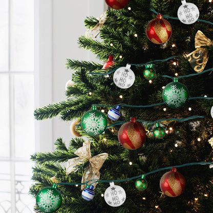 MerryMuse Single-Strand Ornament Lights 28ft, Clean Minimalist Christmas Decor with Subtle Star Pattern Bulbs