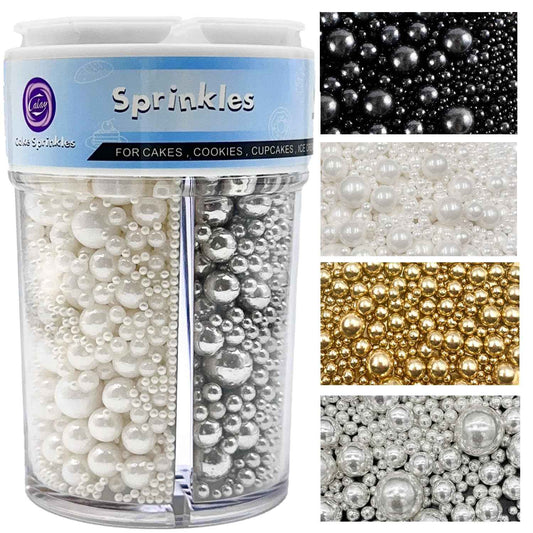 SUGAR BAY Edible Gold and Silver Pearl Sprinkles – Child-Safe Cupcake Topping for Kids' Birthday Parties and Family Baking