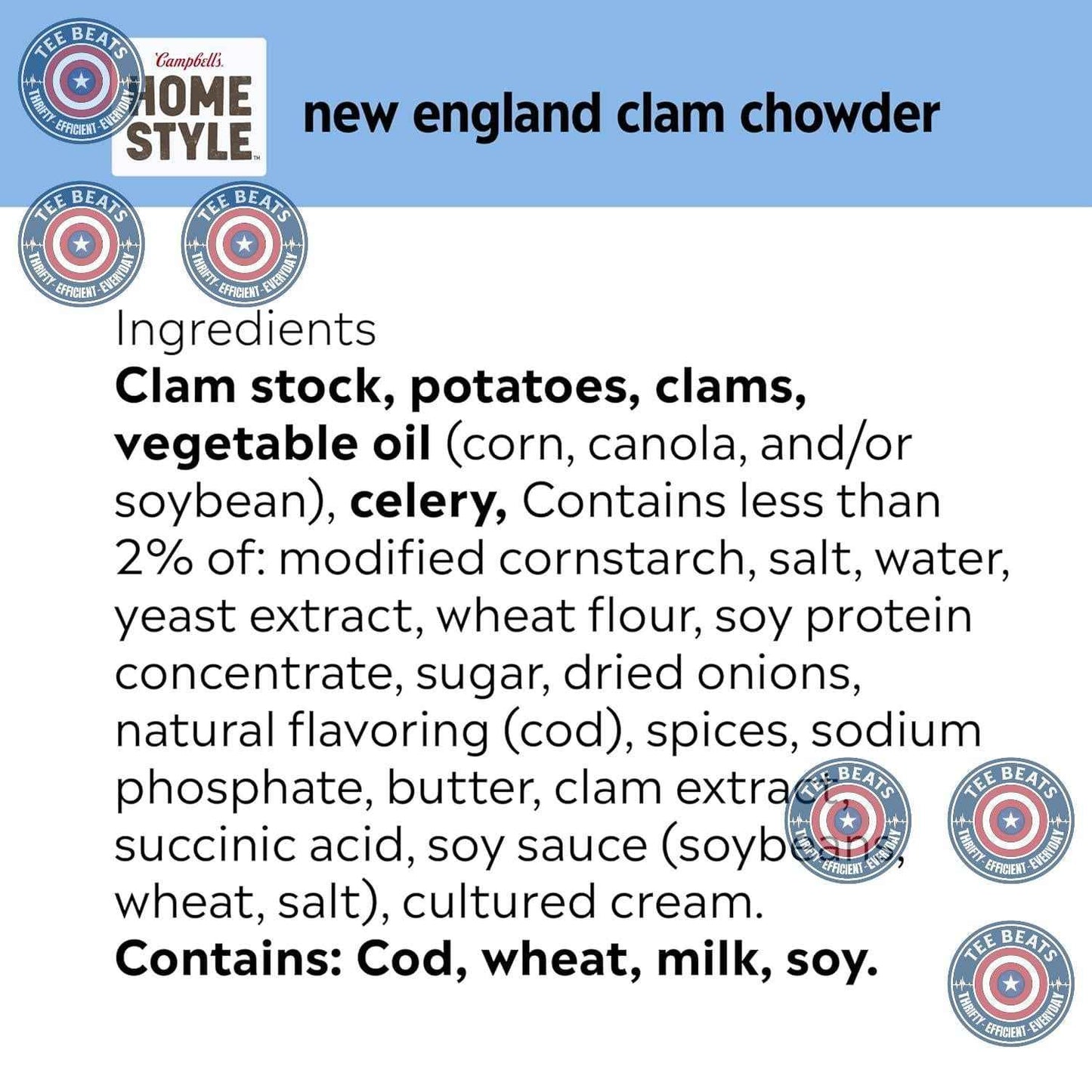 Campbell's Homestyle New England Clam Chowder Soup, 16.3 oz Can – 2-Minute Microwave Lunch for Back-to-Back Workdays