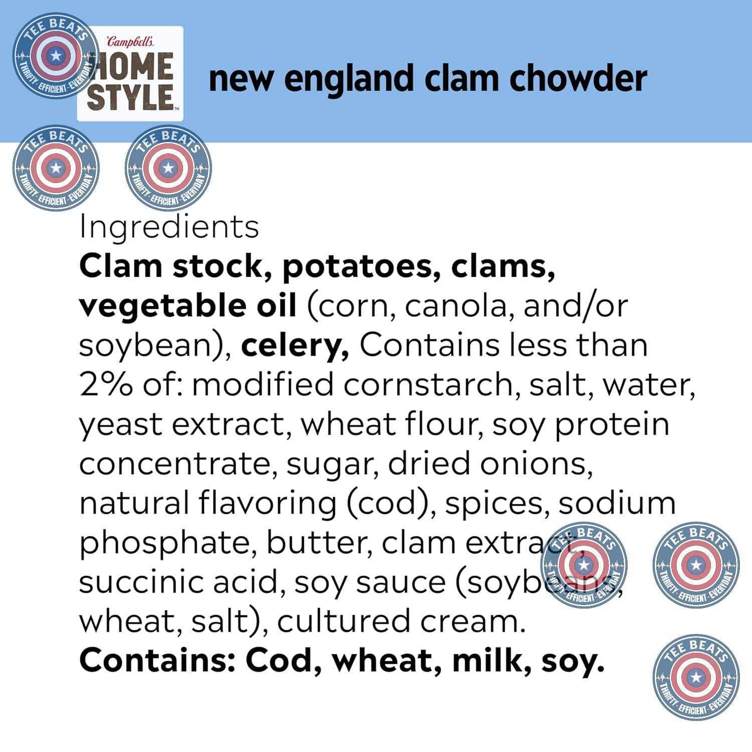 Campbell's Homestyle New England Clam Chowder Soup, 16.3 oz Can – 2-Minute Microwave Lunch for Back-to-Back Workdays