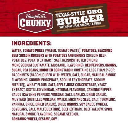 Campbell's Chunky BBQ Burger Soup – Work-From-Home Quick Lunch Bowl, Microwave in Minutes 18.8 oz