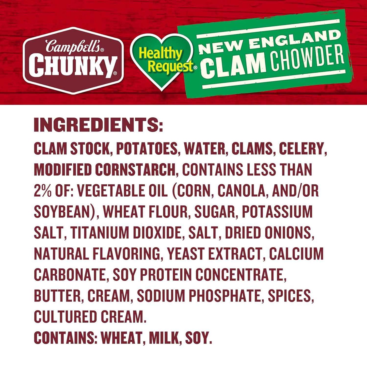 Campbell's Chunky Soup Healthy Request Clam Chowder 18.8 oz Can – Shelf-Stable Trail Meal for Campsites and Picnics, Ready in Minutes