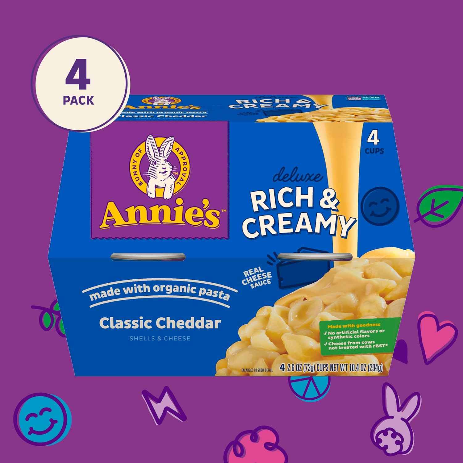 Annie's Classic Cheddar Deluxe Mac Cups – Simple Pantry Staple for Clutter Free Kitchens, Single Serve 2.6 oz