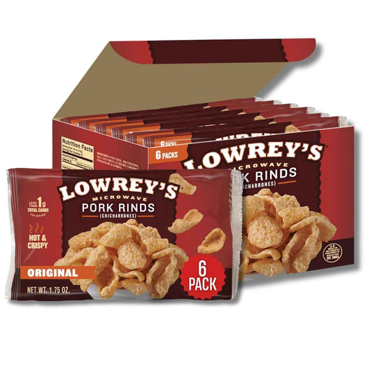 Lowrey's Bacon Curls Microwave Pork Rinds (Chicharrones), Original – Gluten-Free Single-Serve Crunch for Kids' Lunchboxes and Snack Time
