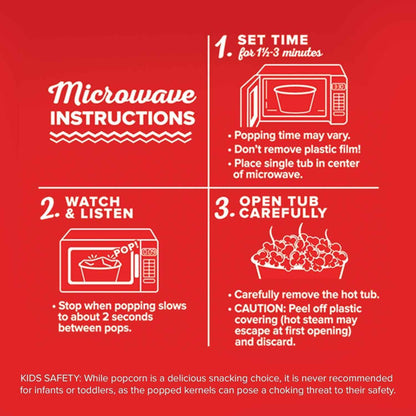 Orville Redenbacher's Movie Theater Butter Microwave Popcorn + Tub – Mindful Movie Night Snack for Apartment Kitchen