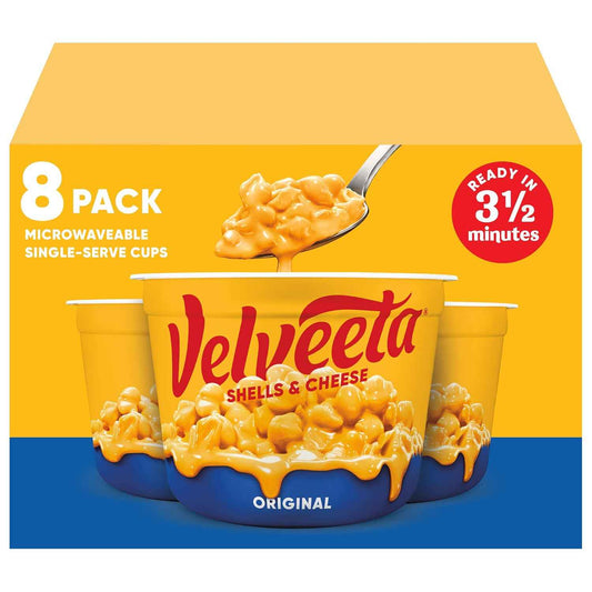 Velveeta Shells & Cheese Original Microwaveable Cup – Single-Serve Pasta for Clutter-Free Pantry Staples, 2.39 oz Cup