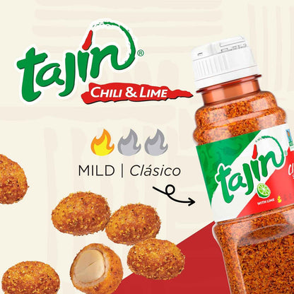 Snak Club Tajin Crunchy Peanuts – Road Trip Snack with Chili Lime Flavor and Resealable 10.5 oz Travel Pouch