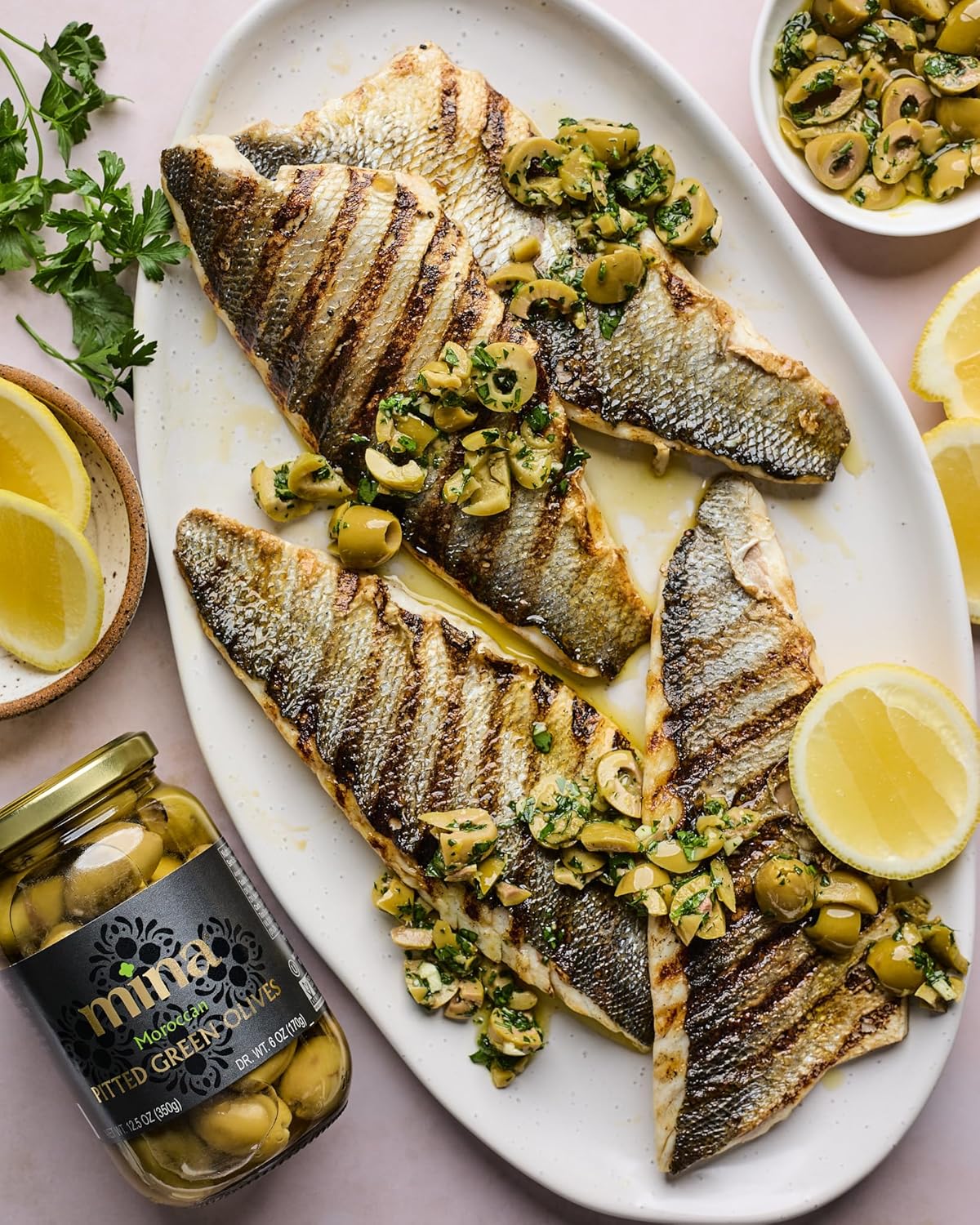 Mina Pitted Green Olives – Three-Ingredient Pantry Essential for Clean and Intentional Kitchens