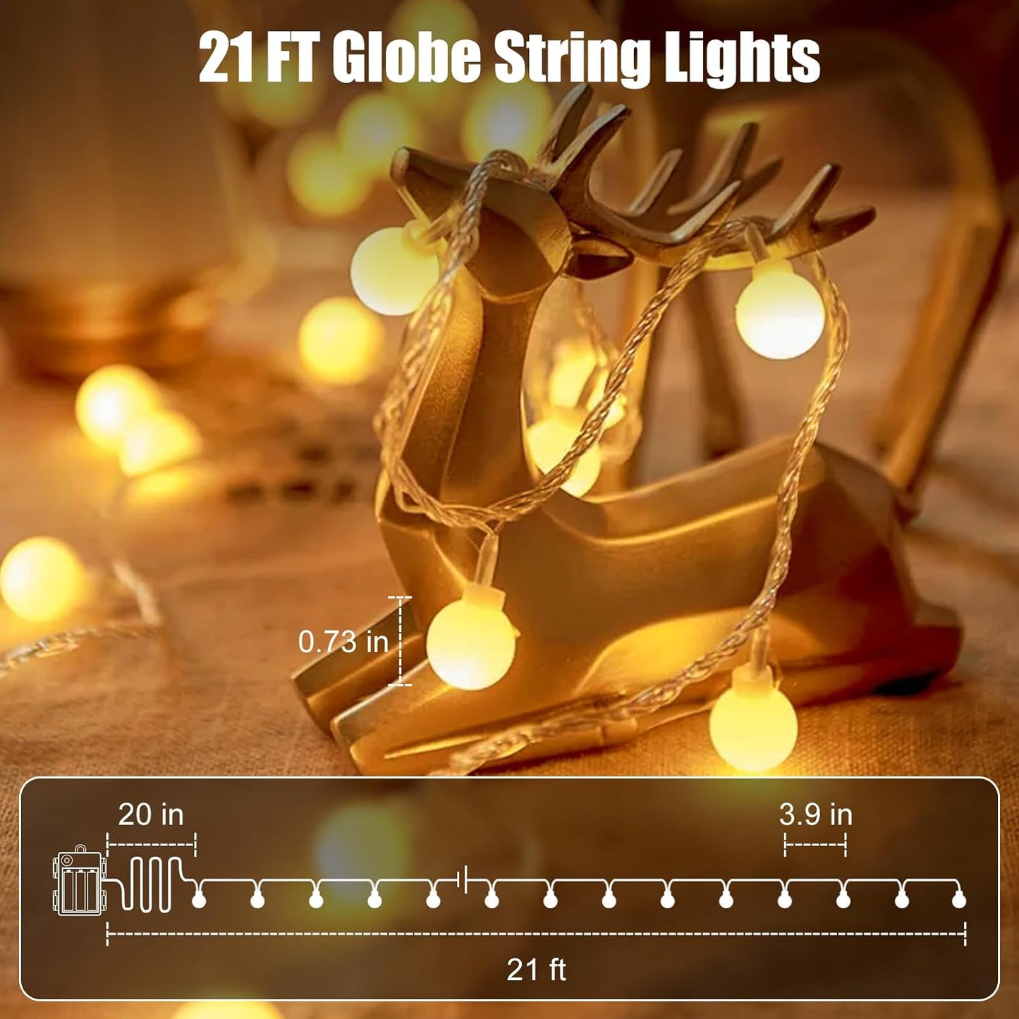 Minetom Battery Operated String Lights – Waterproof Warm White Globe Lights for Patio, Porch & Backyard Ambiance