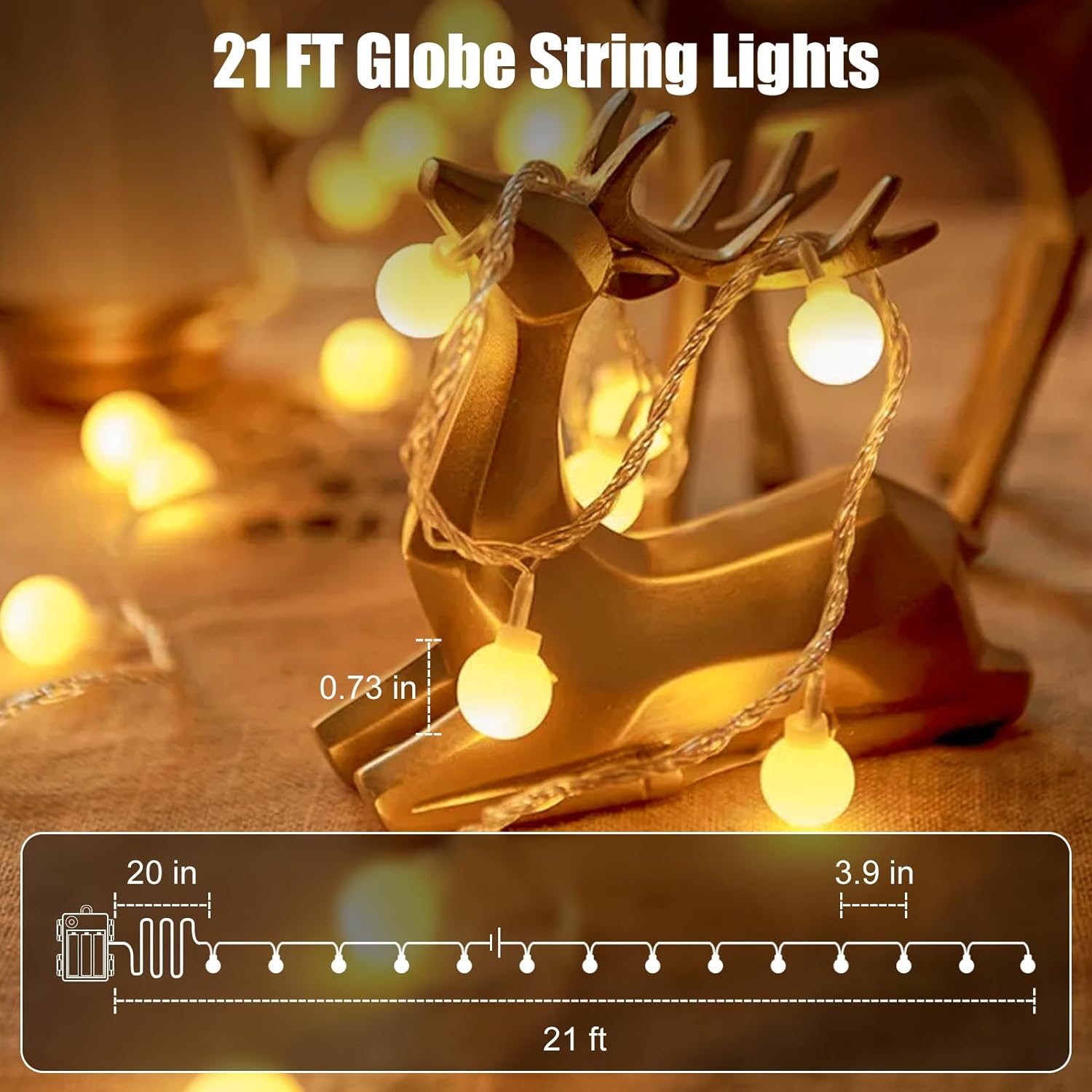Minetom Battery Operated String Lights – Waterproof Warm White Globe Lights for Patio, Porch & Backyard Ambiance