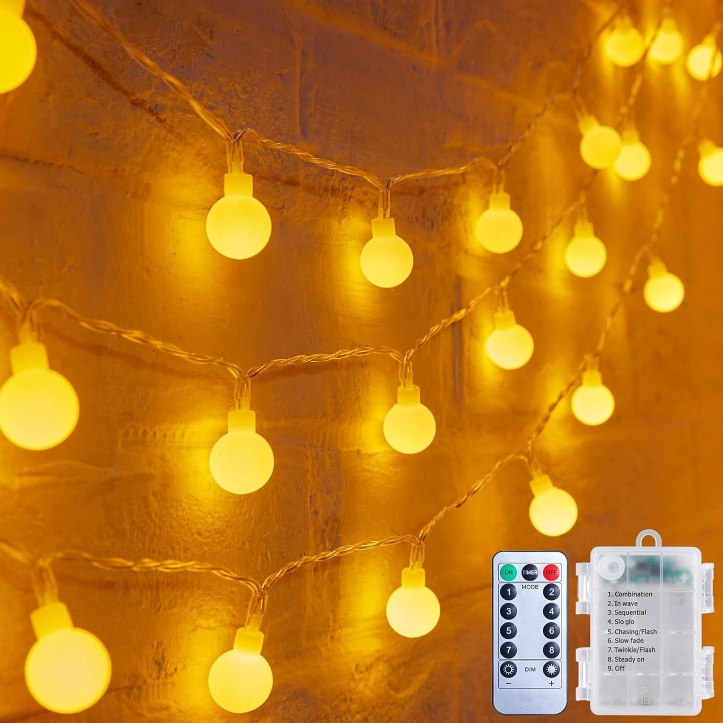 Minetom Battery Operated String Lights – Waterproof Warm White Globe Lights for Patio, Porch & Backyard Ambiance