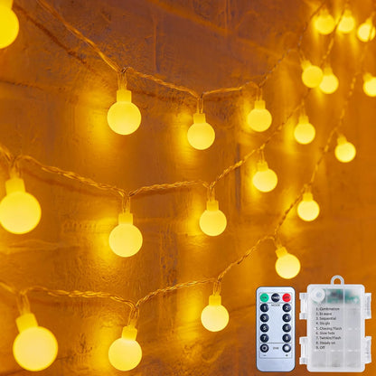 Minetom Battery Operated String Lights – Waterproof Warm White Globe Lights for Patio, Porch & Backyard Ambiance