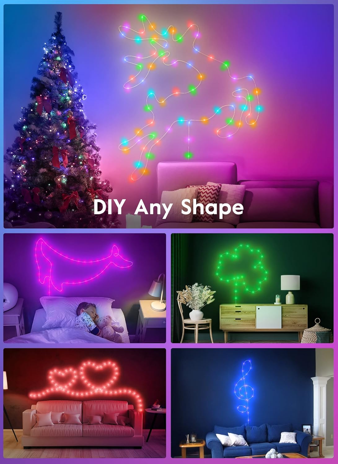 Minetom Color Changing Fairy Lights – 33FT Copper Wire String Lights for Cozy Bedroom Ambiance, 22 Colors Remote Controlled
