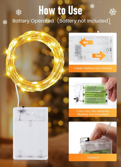 Minetom Copper Wire Fairy Lights – 33ft 100 LED Ambient Lighting for Living Room Shelves, Bedroom Headboard & Cozy Reading Nooks